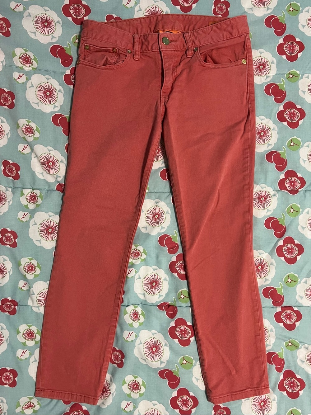 Tory Burch coral 🪸 Alexa Cropped Skinny Jeans size 28